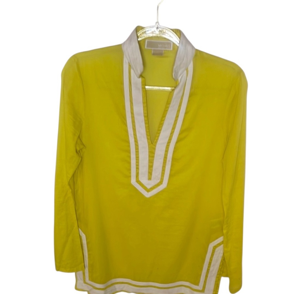 Michael by Michael Kors Yellow and White Tunic/Beach cover up size 2
